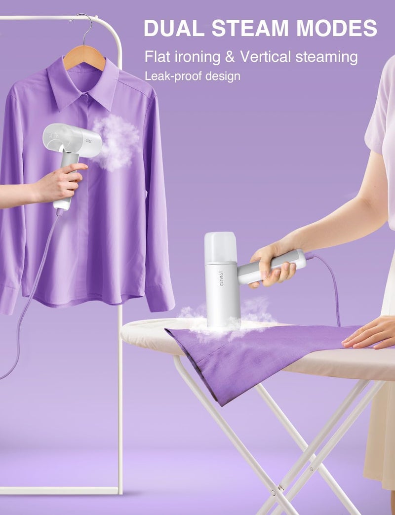 CLEVAST بخار للملابس - بخار محمول للملابس، بحجم سفر قابل للطي، مزيل تجاعيد، تسخين سريع خلال 30 ثانية، إخراج بخار قوي 1000 واط، 120 فولت فقط - Image 3